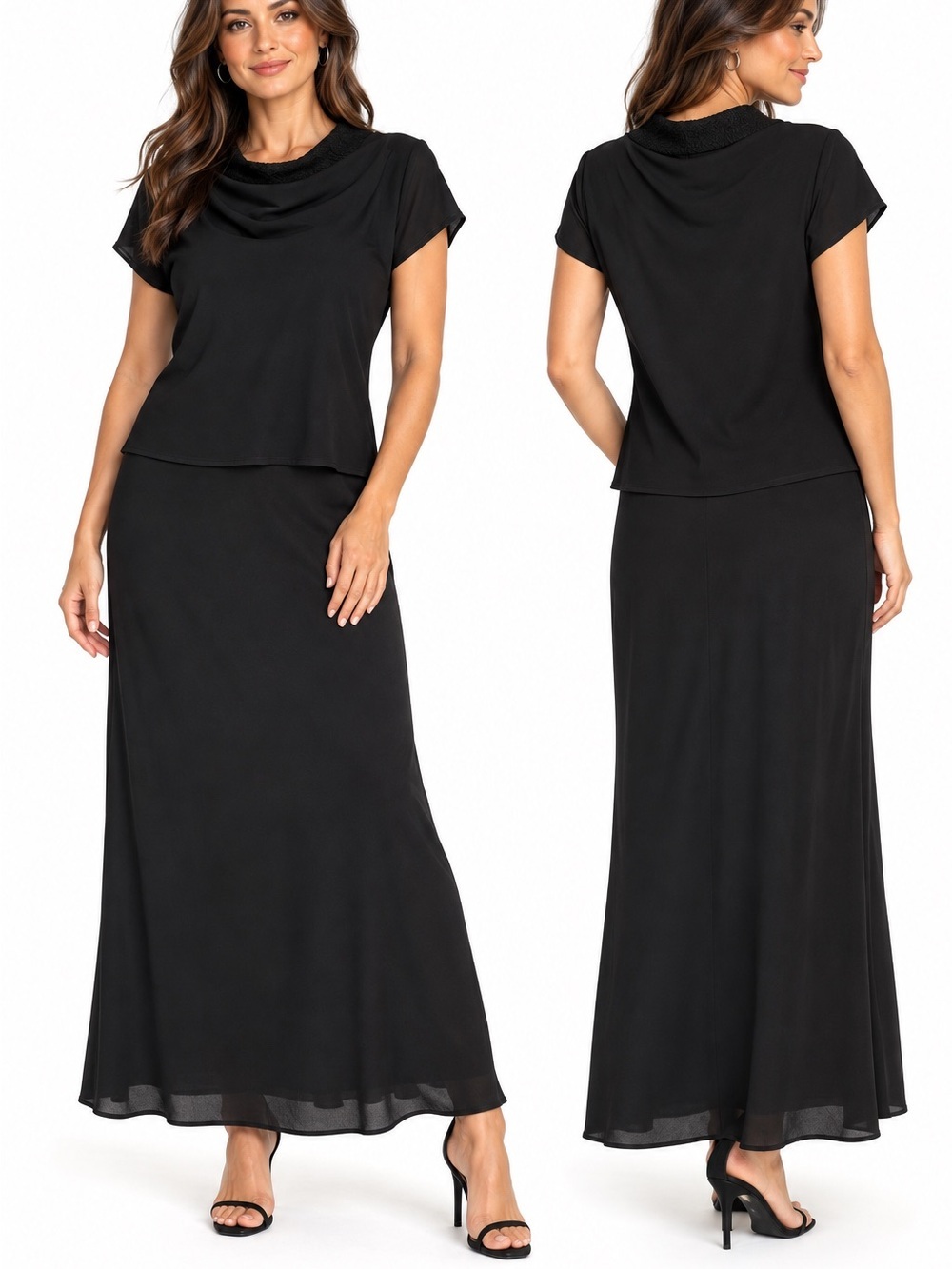 Vintage SL Fashion Short Sleeve Black Dress 10 Petite NWT